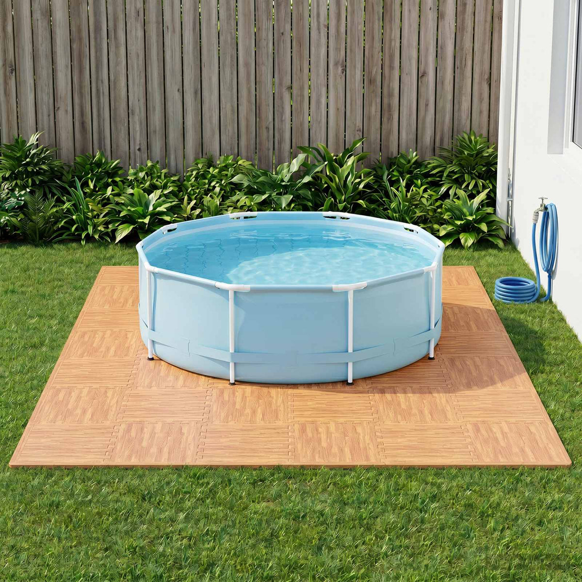Vidaxl zwembad grondmat 24 st hout 8,64 m² eva schuim