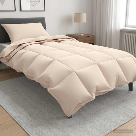 Vidaxl dekbedset beige 140 x 200 cm katoen, kapok, polyester