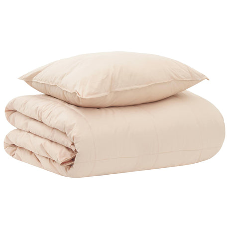 Vidaxl dekbedset beige 155 x 200 cm katoen, kapok, polyester