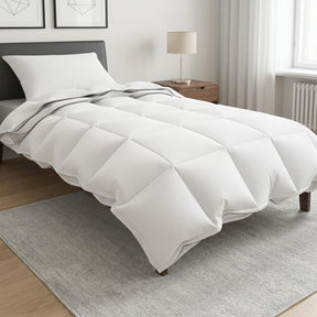 Vidaxl dekbedset met kussen wit 135 x 200 cm katoen, bamboe, polyester
