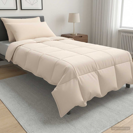 Vidaxl dekbedset 2 st 155 x 220 cm alle seizoenen kapokvezel beige