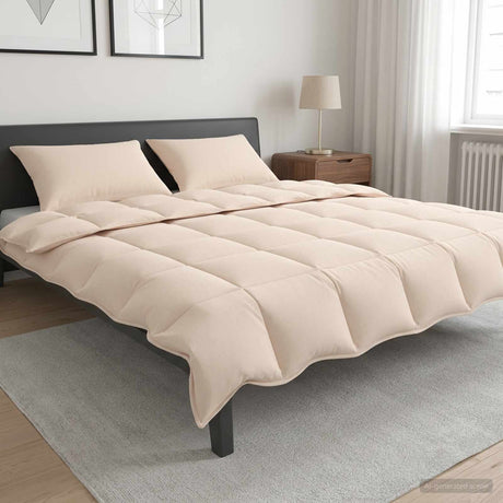 Vidaxl dekbedset 2 st 240 x 220 cm alle seizoenen kapokvezel beige