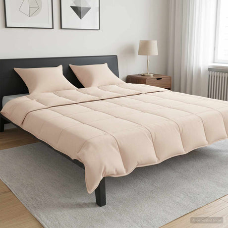 Vidaxl dekbedset 2 st 260 x 240 cm alle seizoenen kapokvezel beige