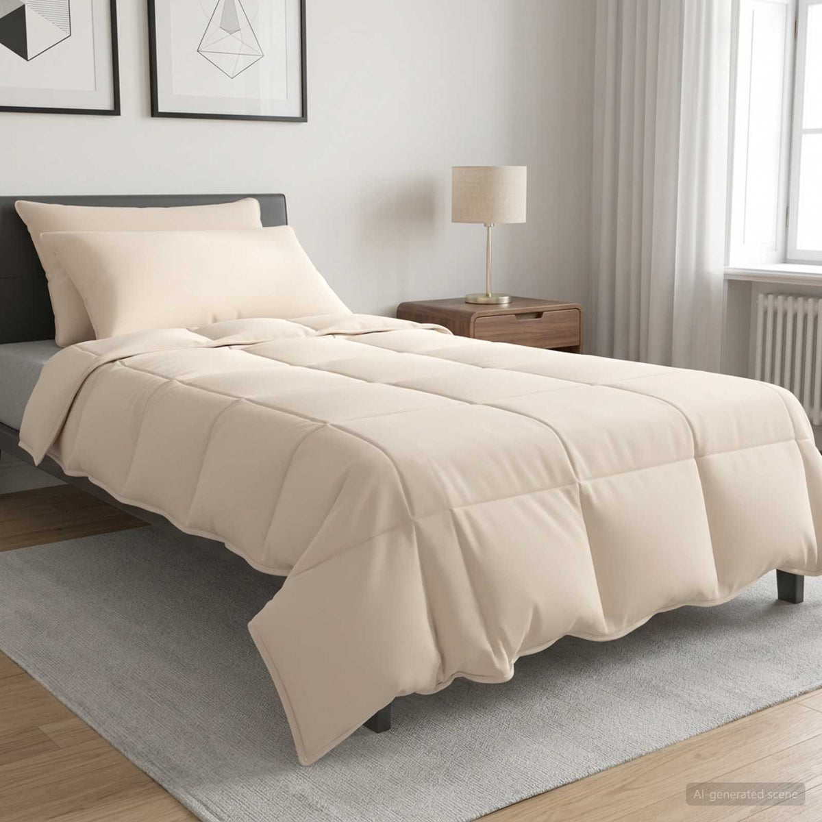 Vidaxl dekbedset 2 st 135 x 220 cm alle seizoenen kapokvezel beige