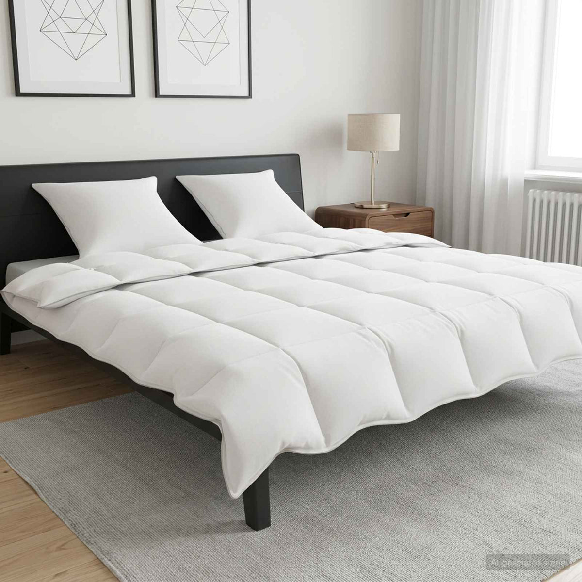 Vidaxl dekbedset met kussen wit 200 x 200 cm polyester, bamboe