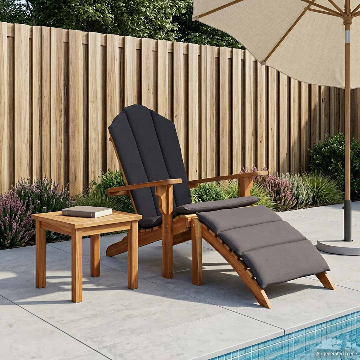 Vidaxl adirondack tuinstoel met voetensteun naturel massief teakhout