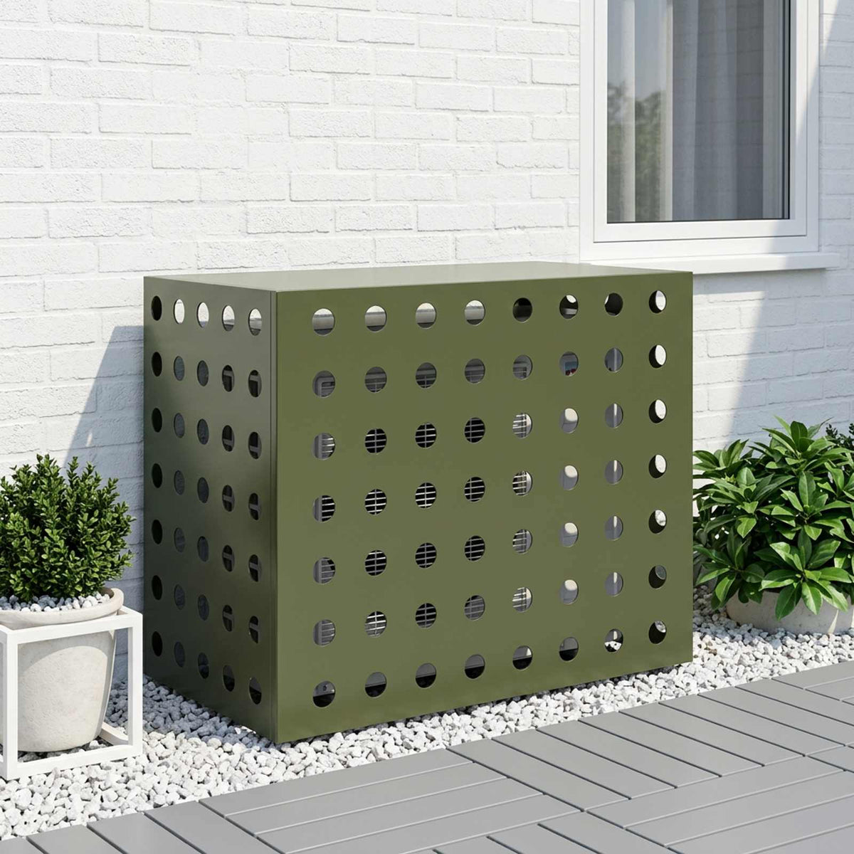 Vidaxl airconditioner hoes olijfgroen 100 x 50 x 70 cm staal