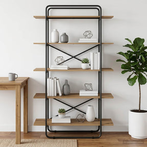 Vidaxl boekenrek 5-laags 100 x 35 x 175,5 cm pb artisanaal eiken