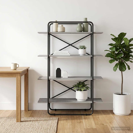Vidaxl boekenrek 4-laags 100 x 35 x 140 cm pb grijs sonoma