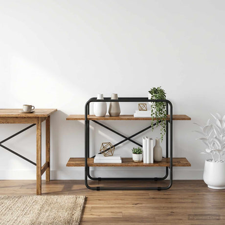 Vidaxl boekenrek 2-laags 100 x 35 x 70 cm pb eikenhout