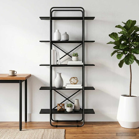 Vidaxl boekenrek 5-laags 80 x 35 x 175,5 cm pb zwart eiken