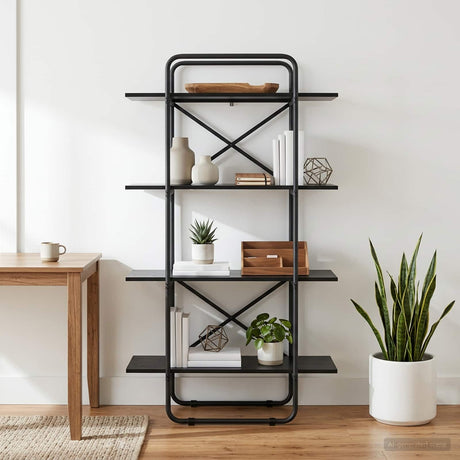 Vidaxl boekenrek 4-laags 80 x 35 x 140 cm pb zwart eiken