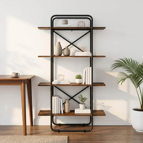 Vidaxl boekenrek 4-laags 80 x 35 x 140 cm pb gerookt eiken