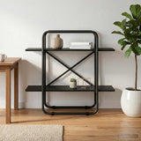 Vidaxl boekenrek 2-laags 80 x 35 x 70 cm pb zwart eiken