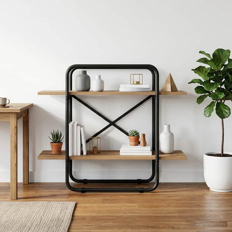 Vidaxl boekenrek 2-laags 80 x 35 x 70 cm pb artisanaal eiken