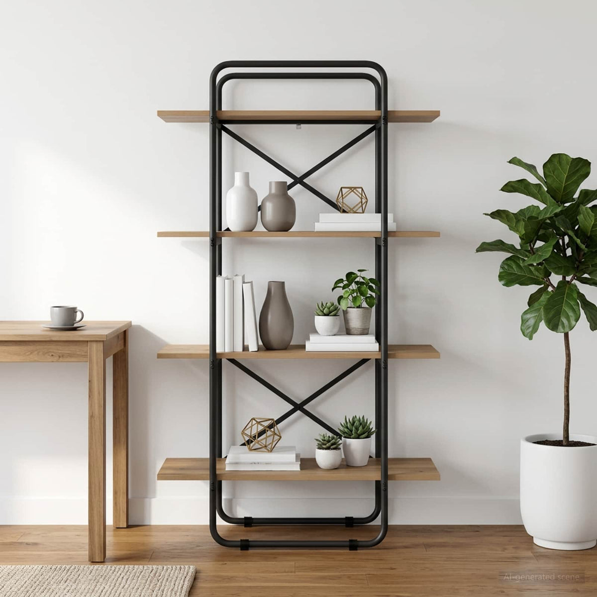 Vidaxl boekenrek 4-laags 60 x 35 x 140 cm pb artisanaal eiken