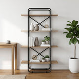 Vidaxl boekenrek 4-laags 60 x 35 x 140 cm pb artisanaal eiken