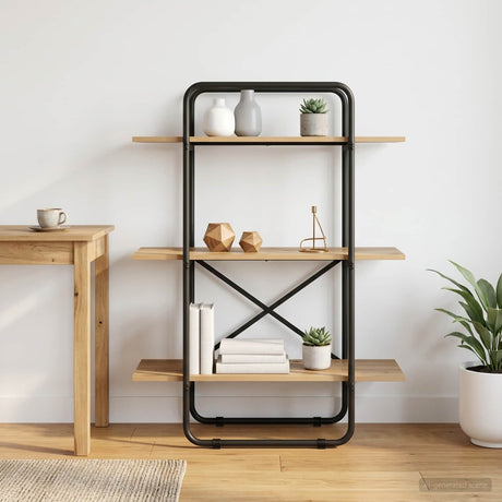 Vidaxl boekenrek 3-laags 60 x 35 x 105 cm pb artisanaal eiken