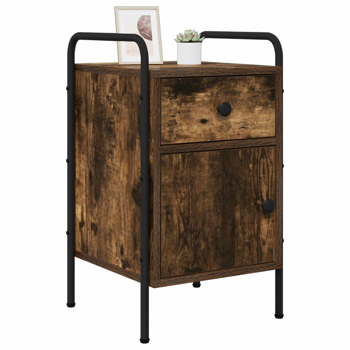 Vidaxl nachtkastje 2 st gerookt eiken 35 x 36,5 x 61 cm bewerkt hout
