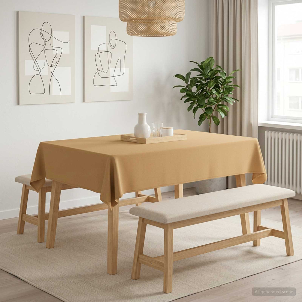 Vidaxl tafelkleed rechthoekig beige 110 x 140 cm polyester