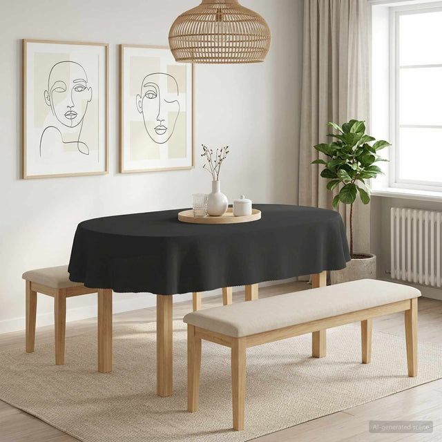 Vidaxl tafelkleed ovaal donkergrijs 130 x 180 cm polyester