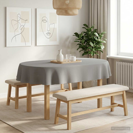 Vidaxl tafelkleed ovaal lichtgrijs 130 x 180 cm polyester