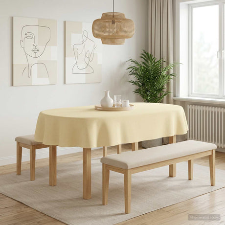 Vidaxl tafelkleed ovaal crèmewit 160 x 220 cm polyester