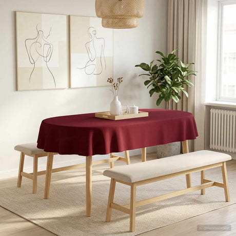 Vidaxl tafelkleed ovaal wijnrood 130 x 180 cm polyester