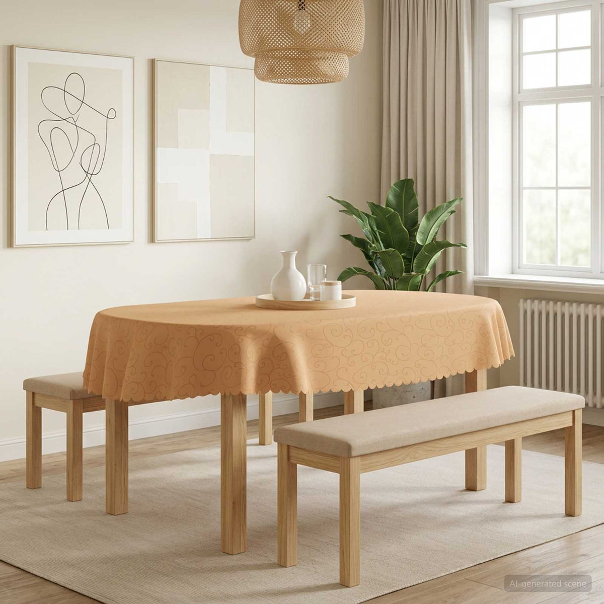 Vidaxl tafelkleed 5 st ovaal beige 130 x 180 cm