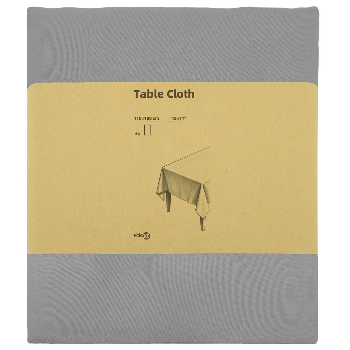 Vidaxl tafelkleed 5 st rechthoekig lichtgrijs 110 x 180 cm polyester