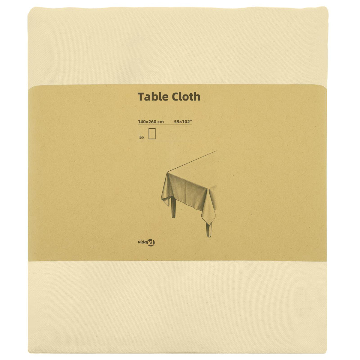 Vidaxl tafelkleed 5 st rechthoekig crèmewit 140 x 260 cm polyester