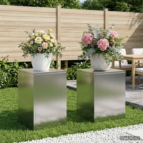Vidaxl plantenstandaard 2 pcs zilver 30 x 30 x 40 cm roestvrij staal