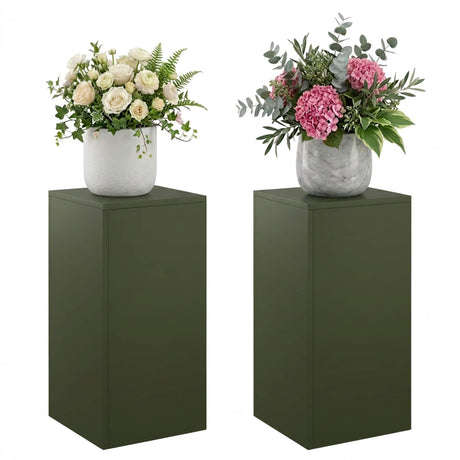 Vidaxl plantenstandaard 2 pcs olijfgroen 30 x 30 x 60 cm staal