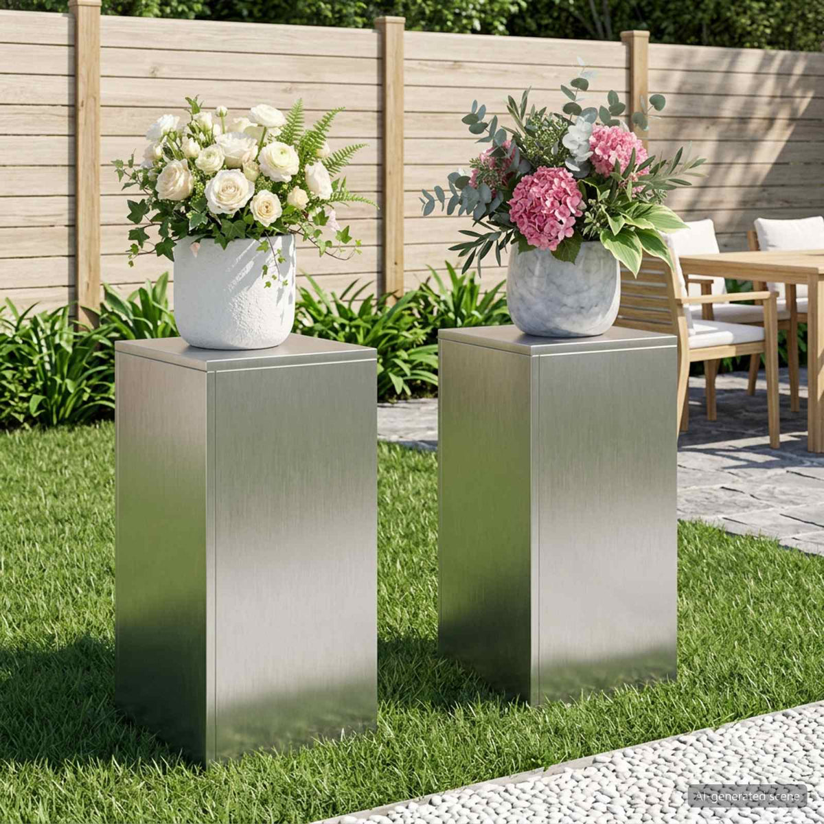 Vidaxl plantenstandaard 2 pcs zilver 30 x 30 x 60 cm staal