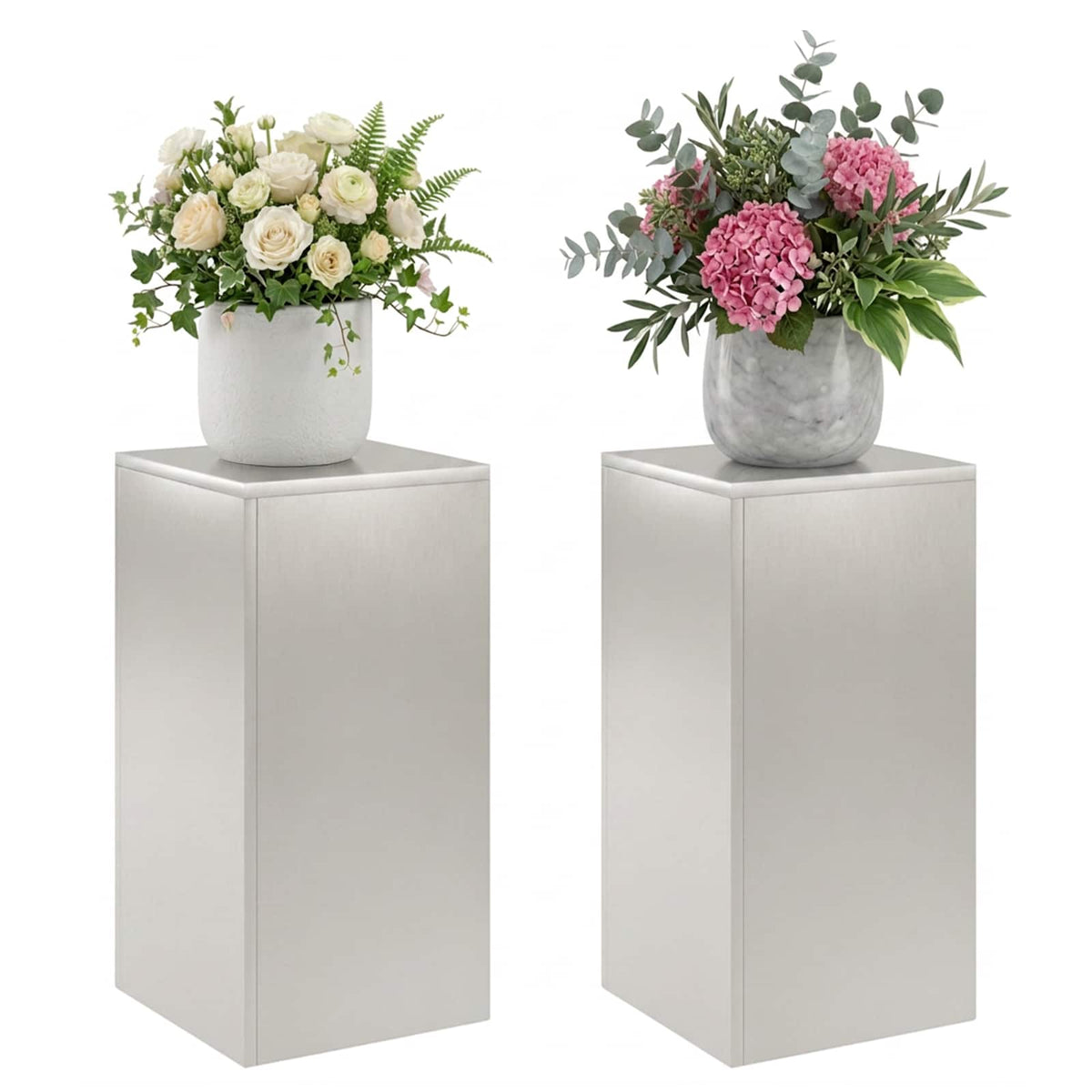Vidaxl plantenstandaard 2 pcs zilver 30 x 30 x 60 cm staal