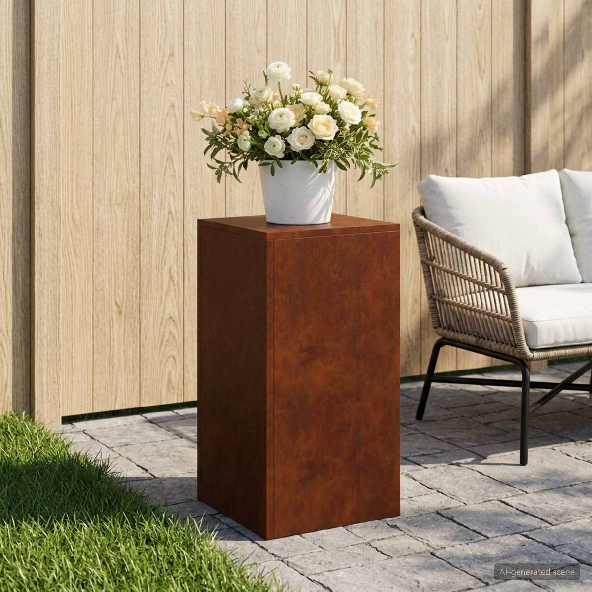 Vidaxl plantenstandaard roestkleurig 30 x 30 x 60 cm weervast staal