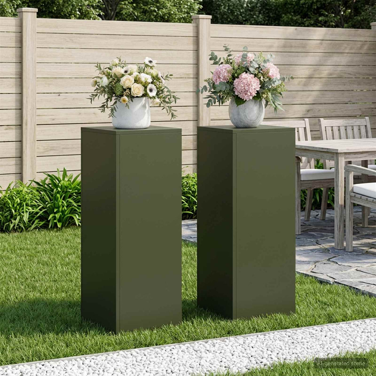 Vidaxl plantenstandaard 2 pcs olijfgroen 30 x 30 x 80 cm staal