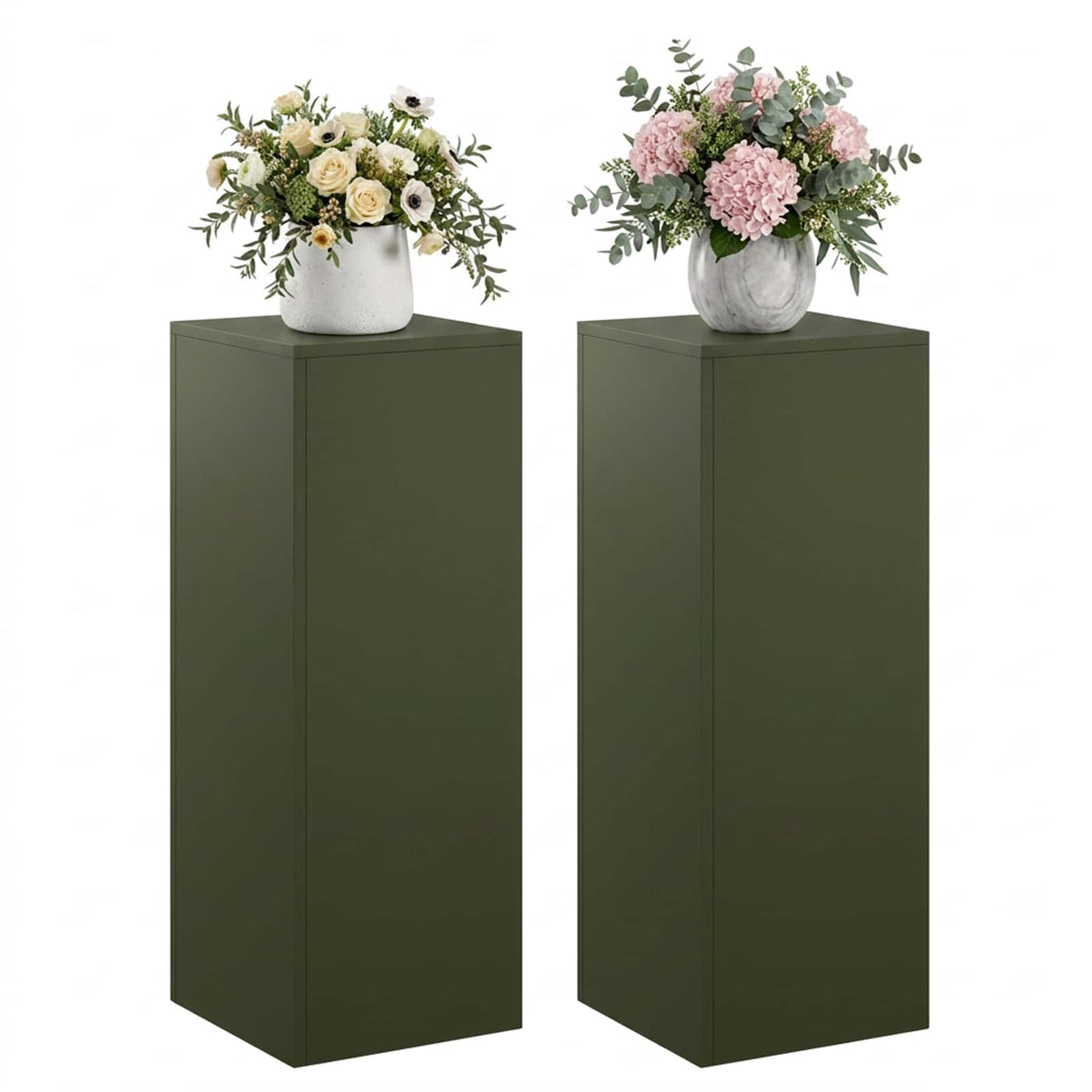 Vidaxl plantenstandaard 2 pcs olijfgroen 30 x 30 x 80 cm staal