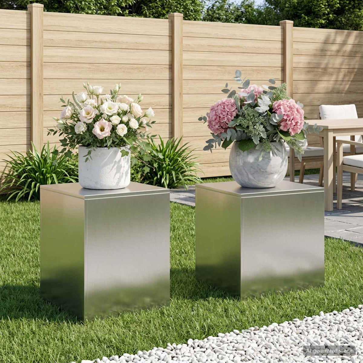 Vidaxl plantenstandaard 2 pcs zilver 40 x 40 x 40 cm staal