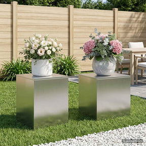 Vidaxl plantenstandaard 2 pcs zilver 40 x 40 x 40 cm staal