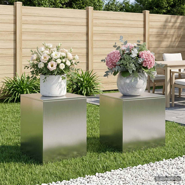 Vidaxl plantenstandaard 2 pcs zilver 40 x 40 x 40 cm staal