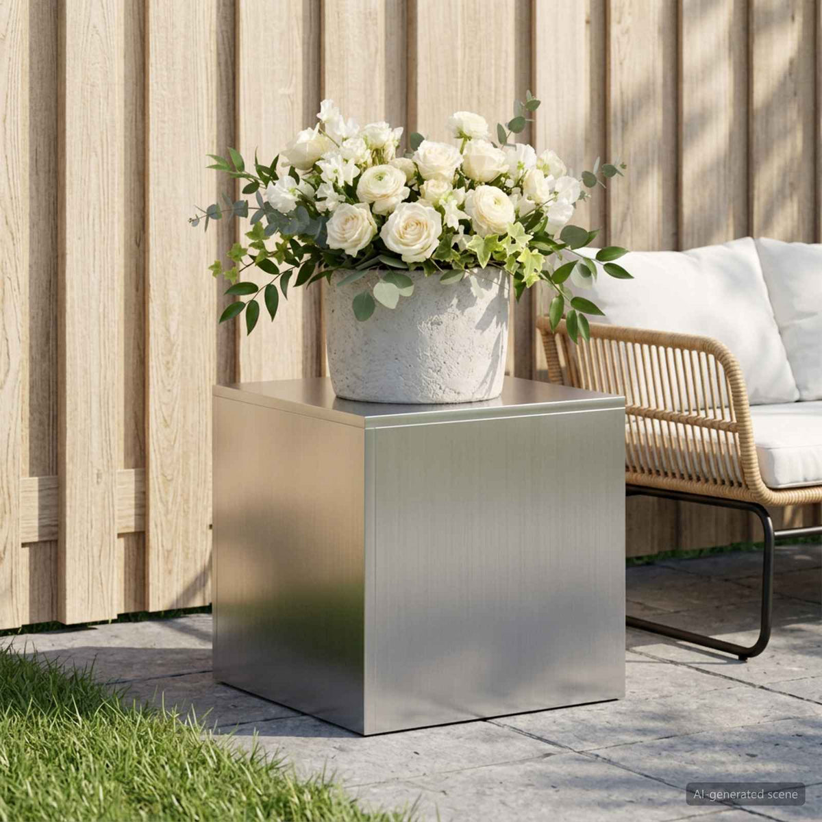 Vidaxl plantenstandaard zilver 40 x 40 x 40 cm staal