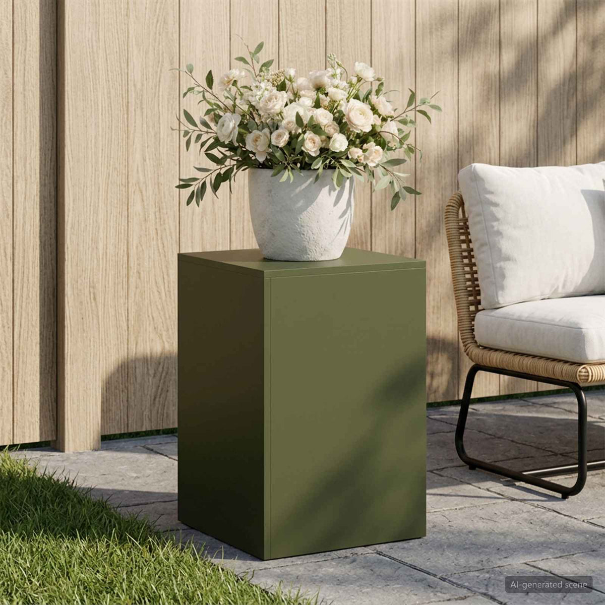 Vidaxl plantenstandaard olijfgroen 40 x 40 x 60 cm weervast staal