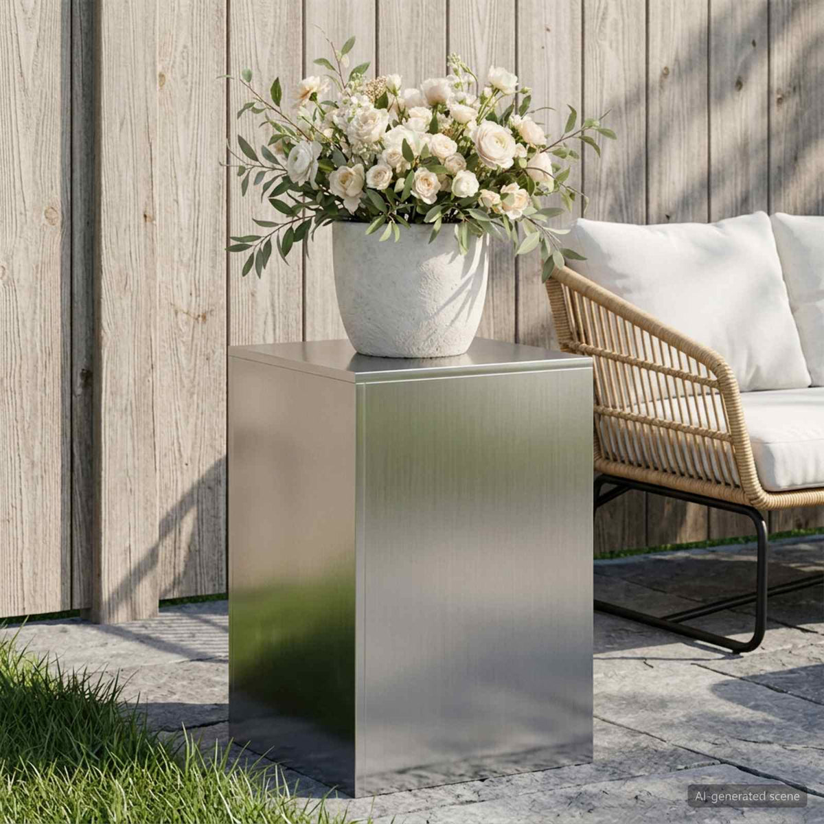 Vidaxl plantenstandaard zilver 40 x 40 x 60 cm staal