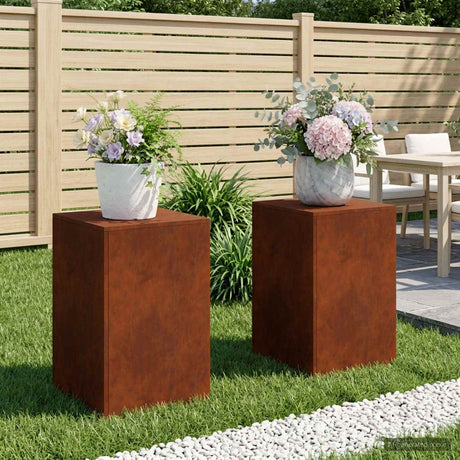 Vidaxl plantenstandaard 2 pcs roestkleurig 40 x 40 x 60 cm