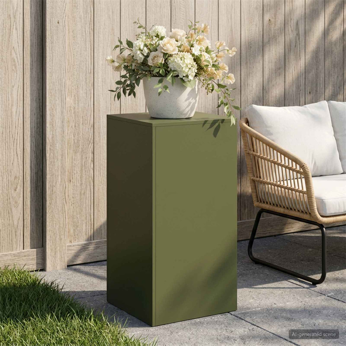 Vidaxl plantenstandaard olijfgroen 40 x 40 x 80 cm weervast staal