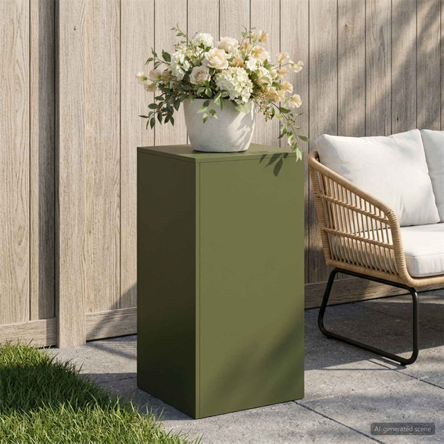 Vidaxl plantenstandaard olijfgroen 40 x 40 x 80 cm weervast staal