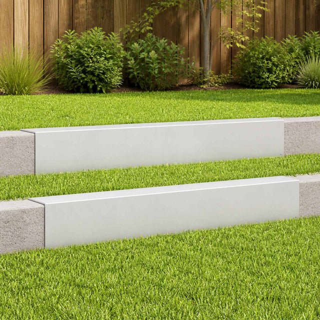 Vidaxl afdekprofiel voor tuinafboording 2 st 100 x 5 x 15 cm staal wit