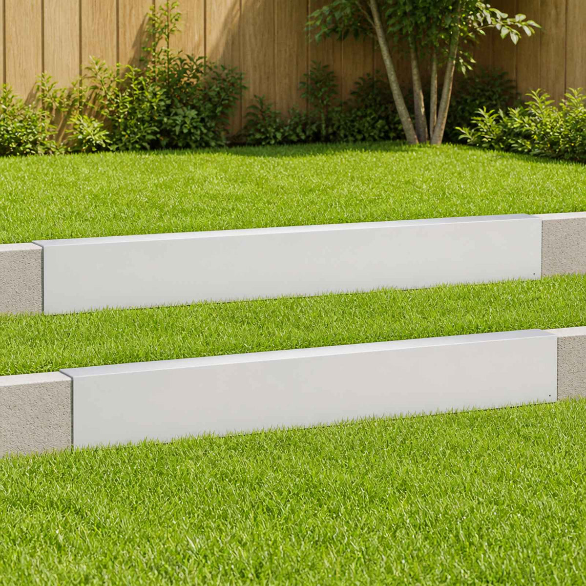 Vidaxl afdekprofiel voor tuinafboording 2 st 100 x 6 x 15 cm staal wit