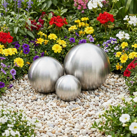Vidaxl geborstelde bal 3 st ø 20 cm zilver rvs 201